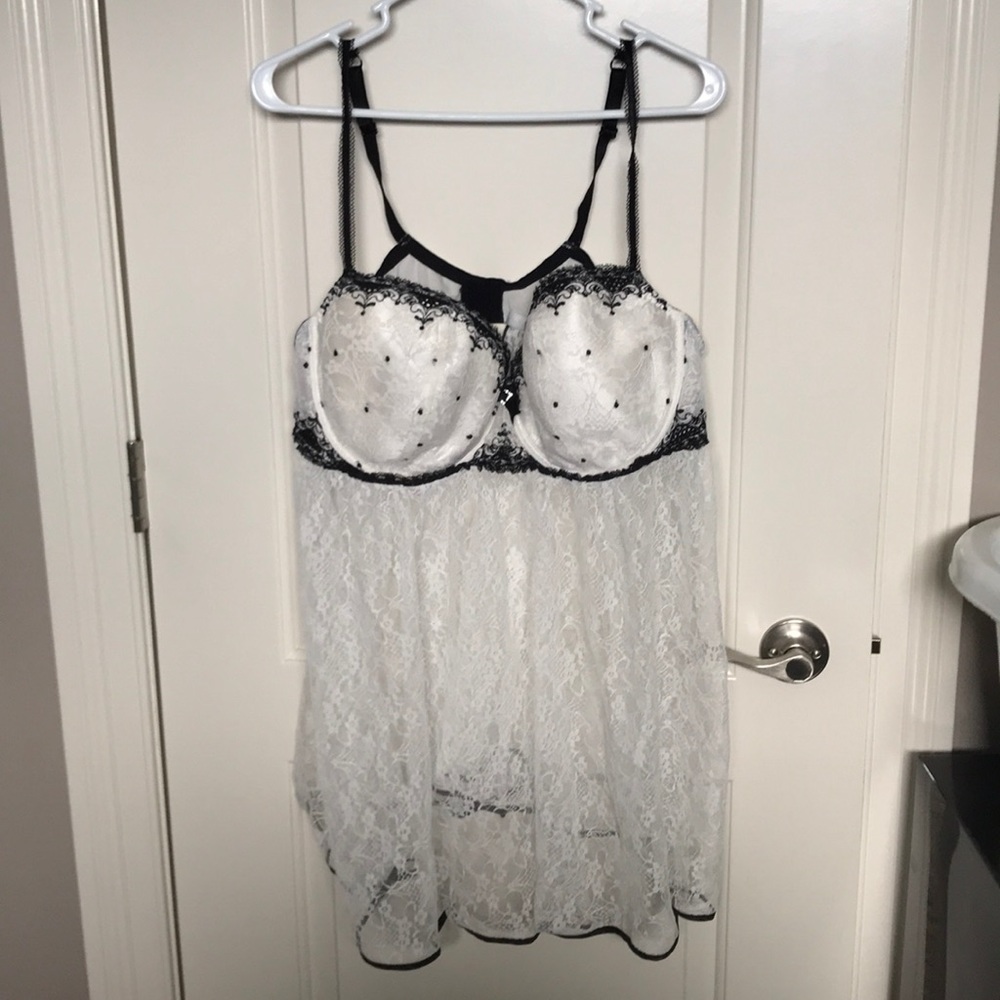 Cacique White Lace Babydoll Chemise